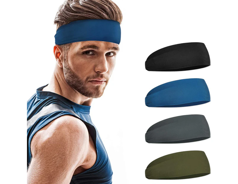 Athletic Mens Headband,4 Pack-Lightweight Headbands for Men,Sweat Band