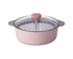 Neoflam Divided 30cm casserole 5.8L Induction with divided steamer Pink