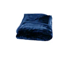 Faux Mink Fleece Throw Rug Blanket 675gsm Queen Navy Blue