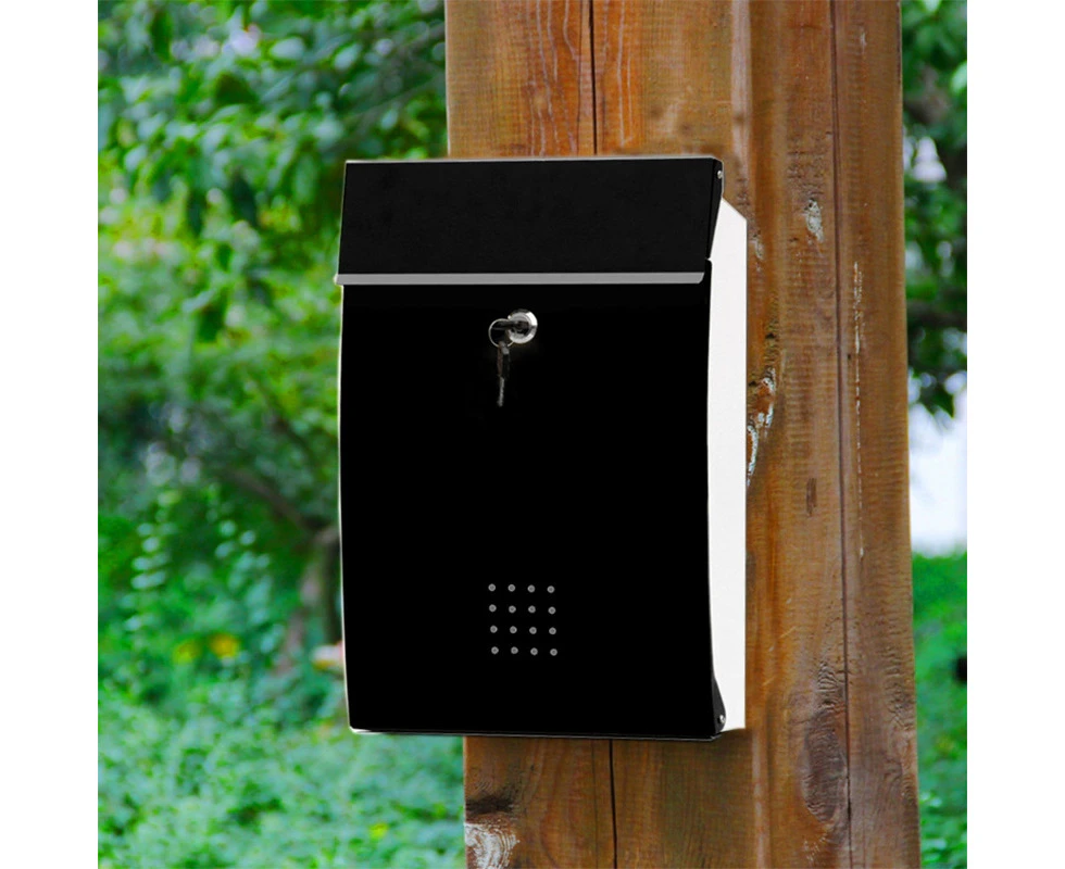 Villa Tin Wall-mounted Letter Box With Lock(White Black)