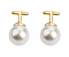 2Pcs Fashion Unisex Pearl Cufflinks Shirt Sleeve Buttons Clothes Accessory Gift-Golden