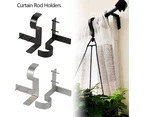 2 Pcs Curtain Rod Brackets for 1 Inch Rods, NO Drill,NO Screw,Quick Hang Curtain Brackets Super Carrying Capacity(2pcs, Black)