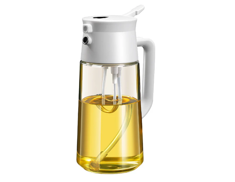 Oil Sprayer For Cooking - 2 In 1 Olive Oil Sprayer And Oil Dispenser - 500Ml Oil Spray Bottle With Pourer,White 500Ml