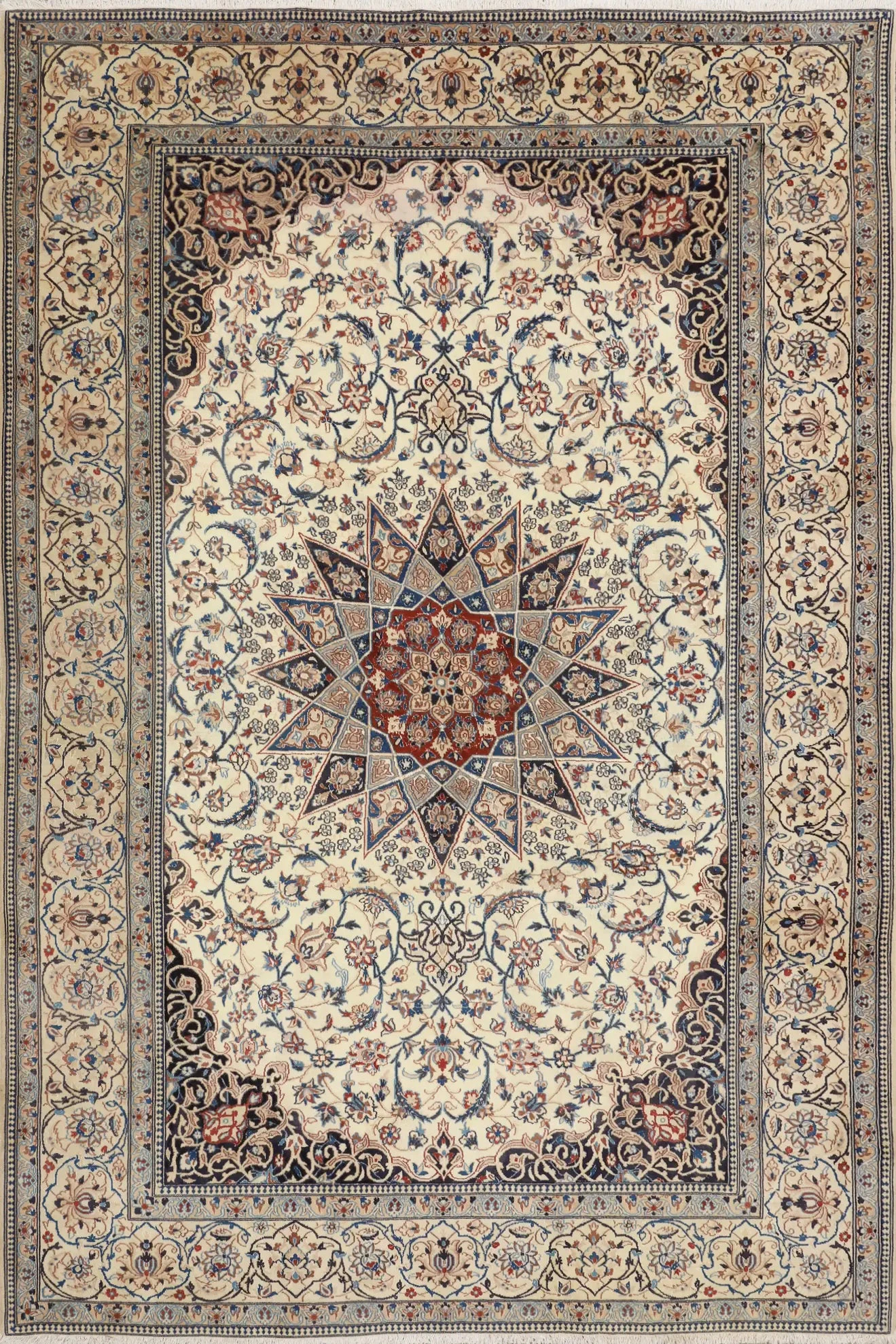 Nain Hand Knotted Wool & Silk Persian Rug | 315x210 cm