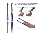 Colorful Stainless Steel Nail Art Pincher Cuticle Pusher False Nail Shaping Tweezers Multi-Function Manicure Tools