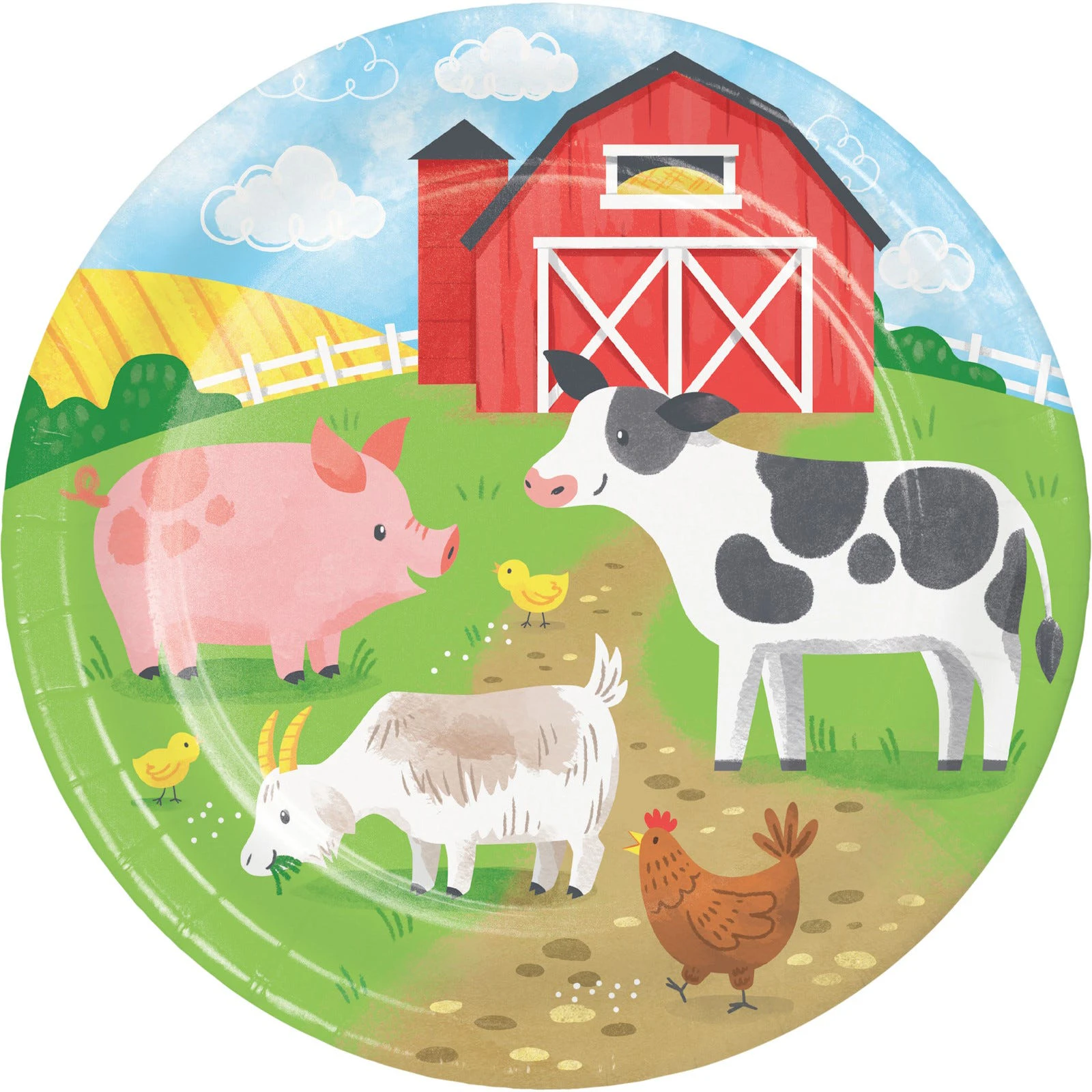 Farm Animals Large Paper Plates (Pack of 8)