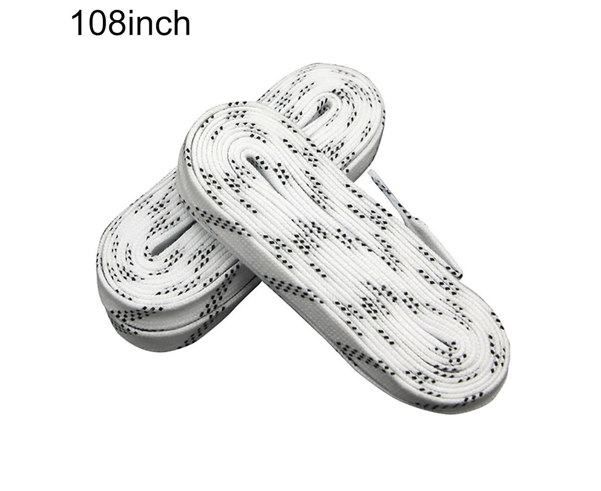 1 Pair 96/108/120 Inch Waxed Waterproof Shoe Laces for Ice Hockey Roller Skates-White