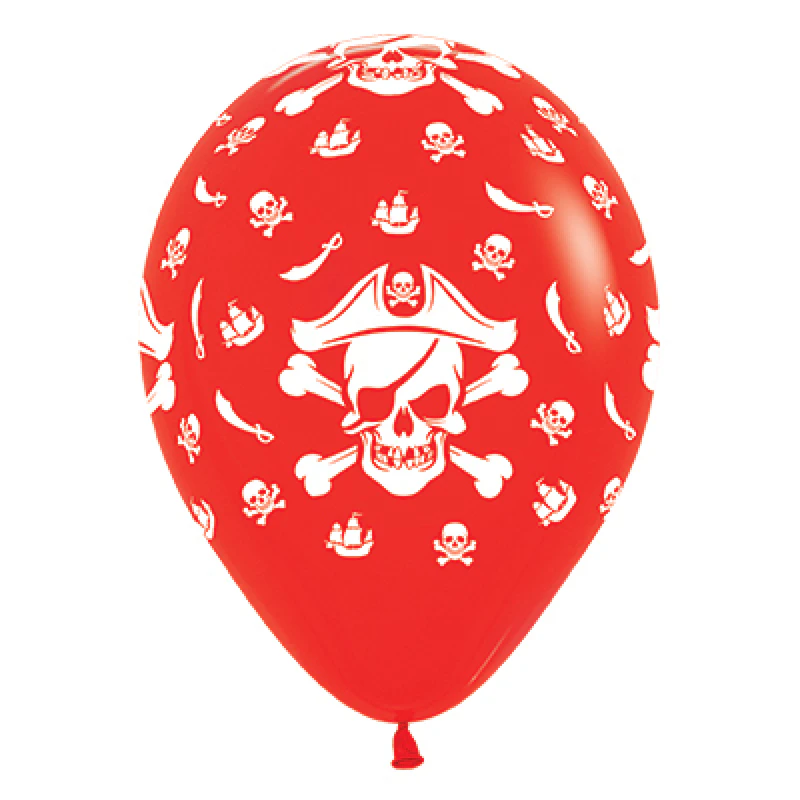 Pirate Theme Fashion Red Latex Balloons 25 Pack