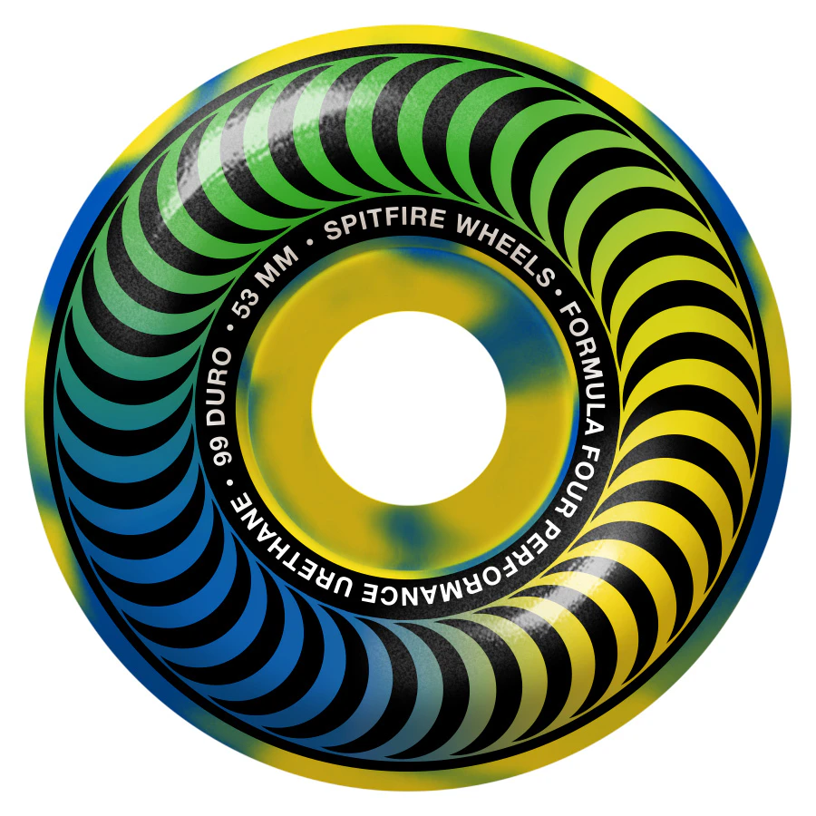 Spitfire Wheels Formula 4 99D Multi Swirl Blue/Yellow 53mm