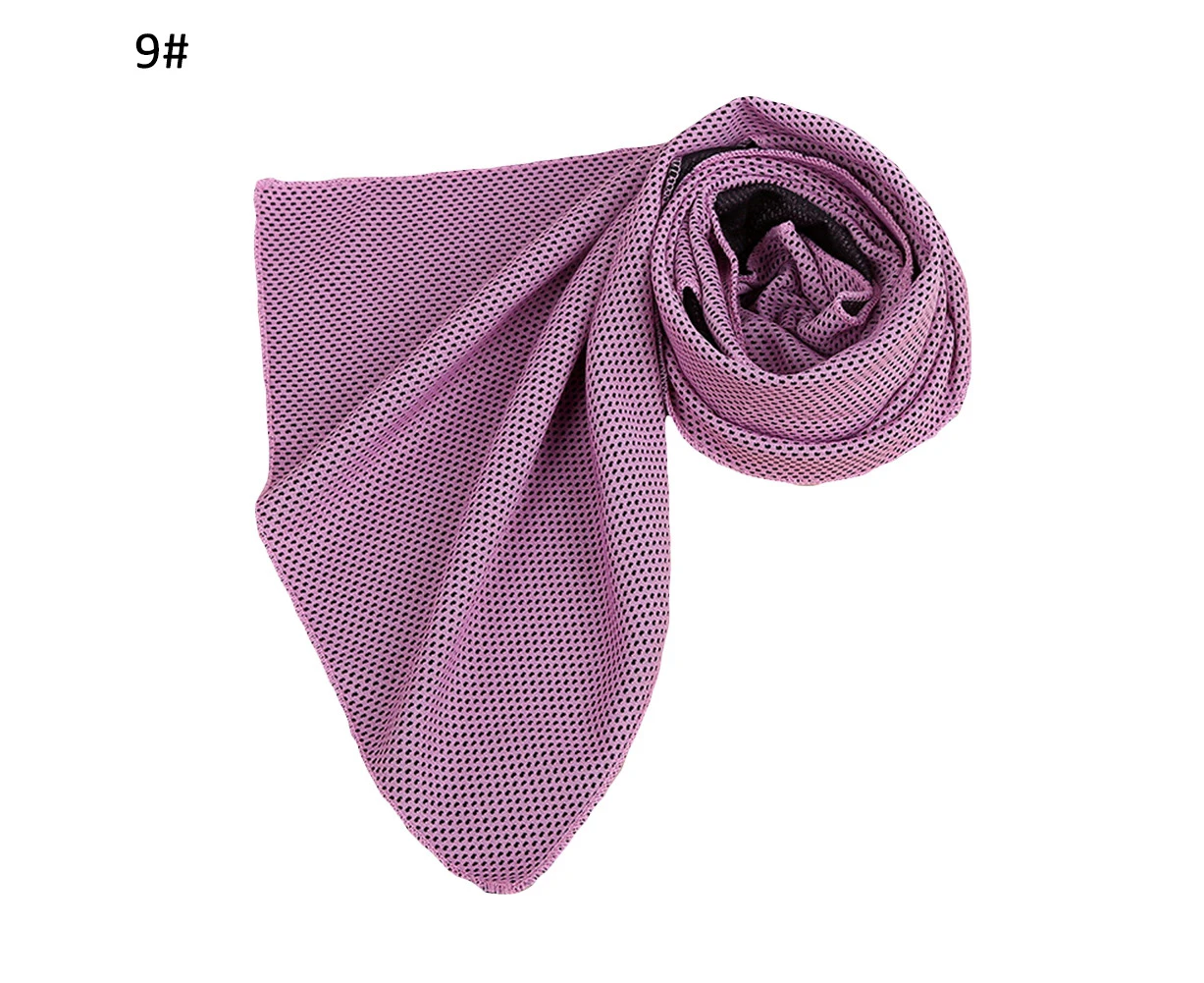 Summer Solid Color Mesh Cooling Towel Sports Running Jogging Outdoor Gym Cooler-Light Purple