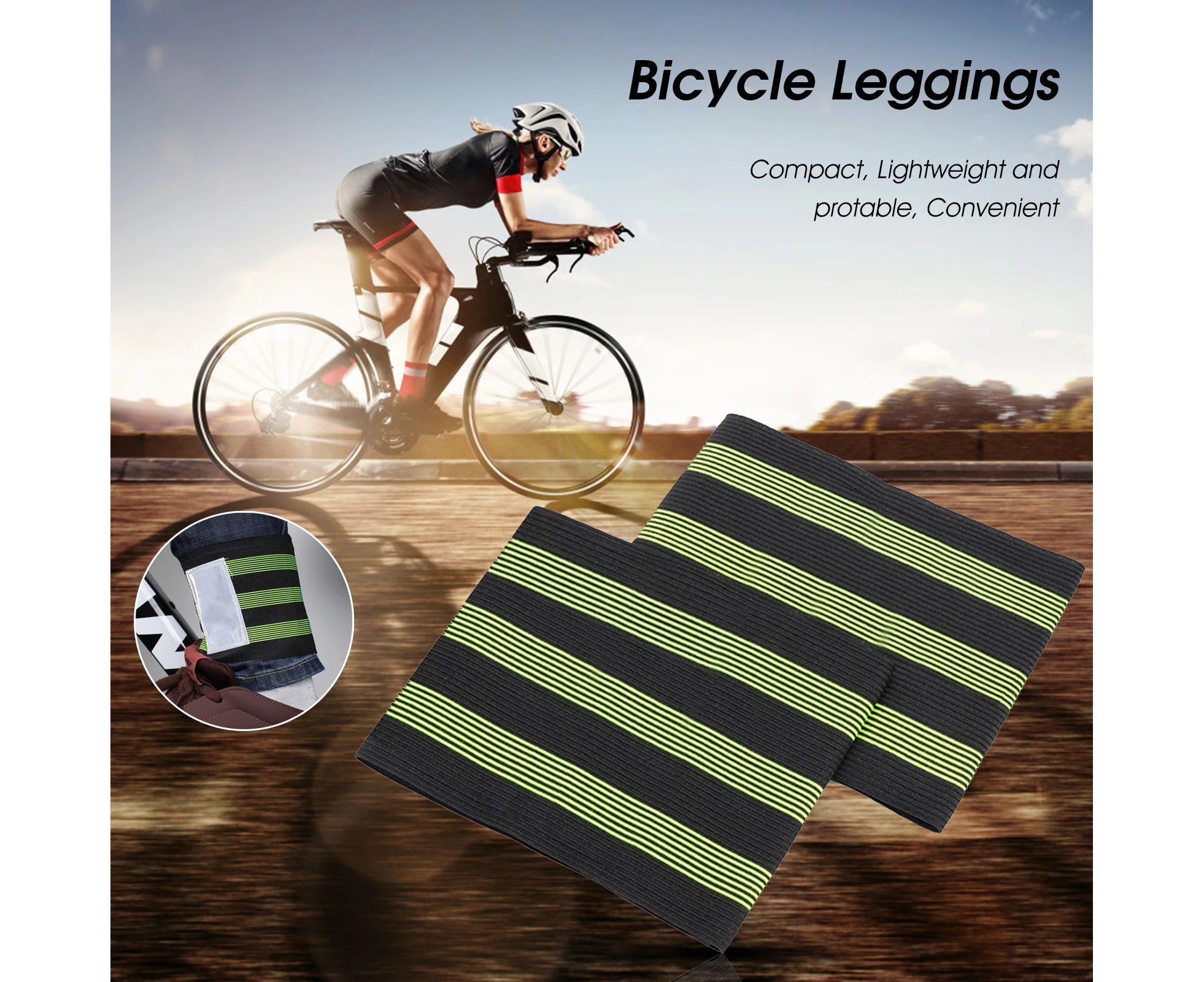 High Elasticity Bike Pants Band Keep Safe Cycling Equipment Reusable Bike Leg Strap for Outdoor-Webbing