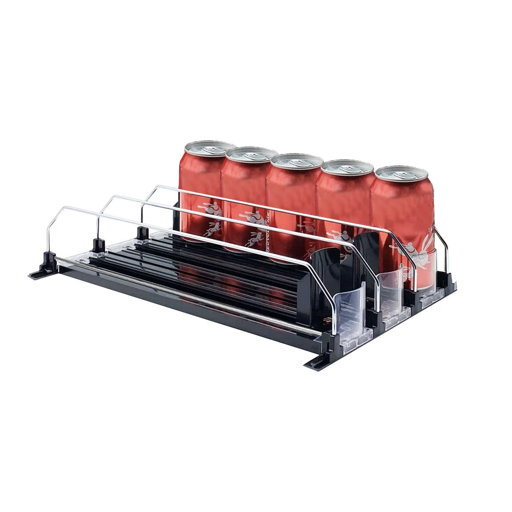 Drink Organizer for Fridge Automatic Pusher Glide Can Dispenser Black