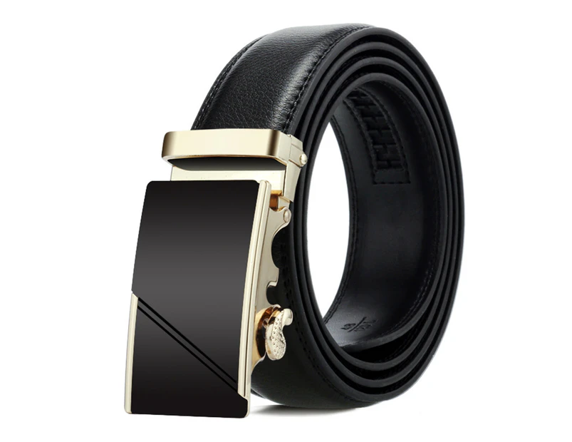 Waist Belt Solid Color Faux Leather Durable Automatic Buckle Men Belt for Daily Wear-I