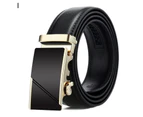 Waist Belt Solid Color Faux Leather Durable Automatic Buckle Men Belt for Daily Wear-I