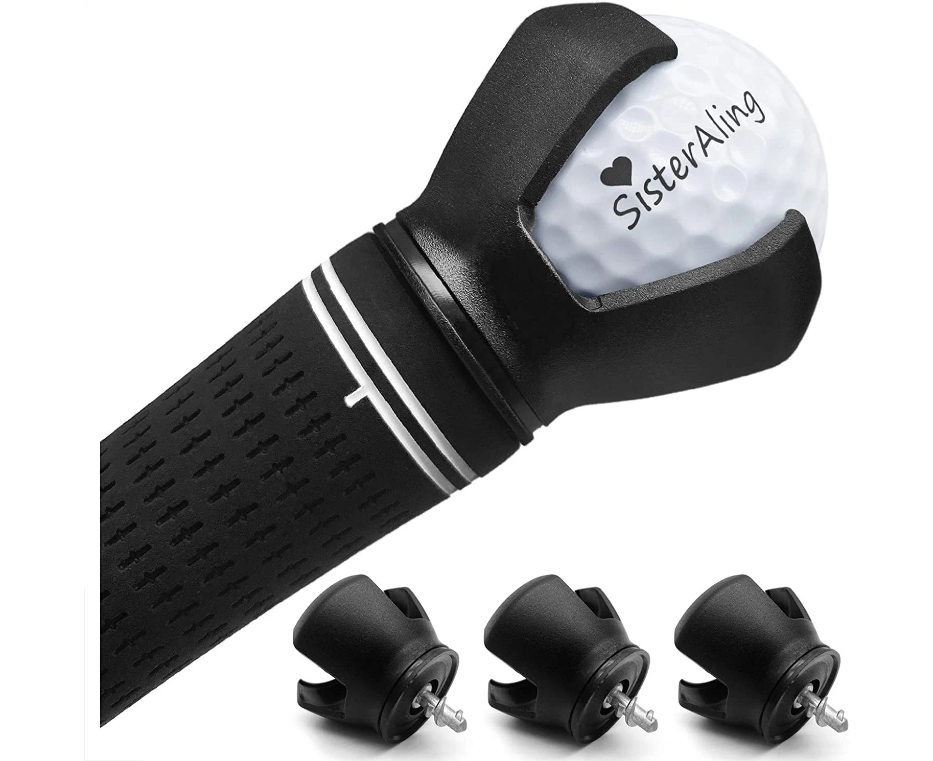 3pcs Prong Golf Ball Retriever Grabber Pick Up,Back Saver Claw Put On Putter Grip,Suction Cup Ball Grabber,Sucker