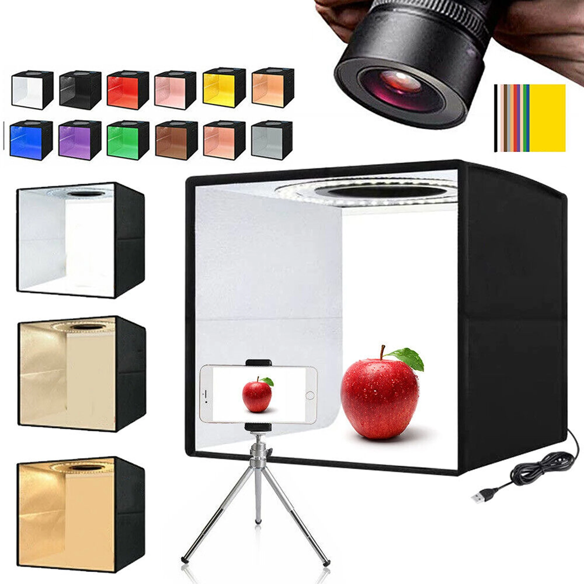 40cm Cube Soft Photography Light Box Portable Photo Studio 144 LED Tent Backdrop