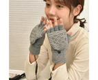 Heated Gloves Fingerless Double-Sided Heating Knitted Winter USB Heated Gloves Typing Mitten for Women Men-Grey