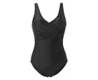 Women Plus Size Tummy Control Monokini Padded Swimming Costume Bikini Swimwear Swimsuit Beachwear - Black