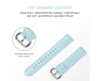 For Galaxy Watch Active 2 Smart Watch Cowhide Leather Wrist Strap Watchband, Size:22mm(Light Blue)