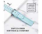 For Galaxy Watch Active 2 Smart Watch Cowhide Leather Wrist Strap Watchband, Size:22mm(Light Blue)