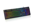 RGB LED Backlit Mechanical Gaming Keyboard with104 Keys Mechanical Gaming Keyboard Can Independently Change The Axis Computer Games - Black(Green Shaftkey)