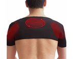 Shoulder Pad Self-heating Magnetic Therapy Faux Leather Adjustable Soft Shoulder Strap for Sports-XL