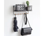 Metal Wooden Wall Mount Shelf Rack Basket Hooks Book Holder Storage Organizer-Black S#