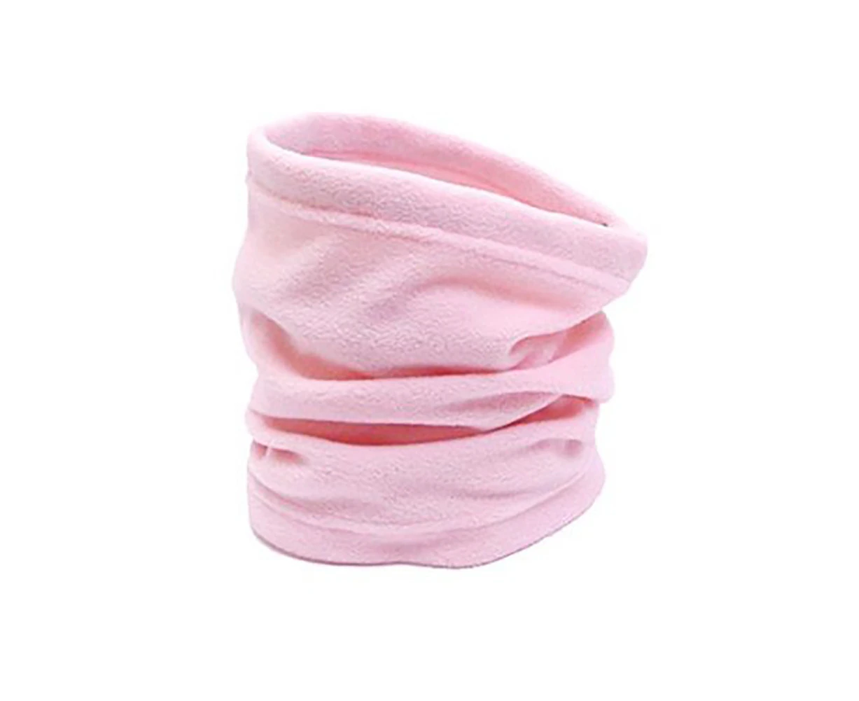 Winter Thermal Men Women Sports Neck Warmer Beanie Face Mask Snood Hat Scarf-Pink Polar Fleece