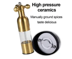 Pepper Grinder Salt Shaker, Kitchen Stainless Steel Salt Pepper Grinders Hand-Made Adjustable - Golden trumpet