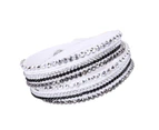 Women Bracelet Multi-layer Rhinestones Jewelry Exquisite Bohemian Bracelet for Beach-White