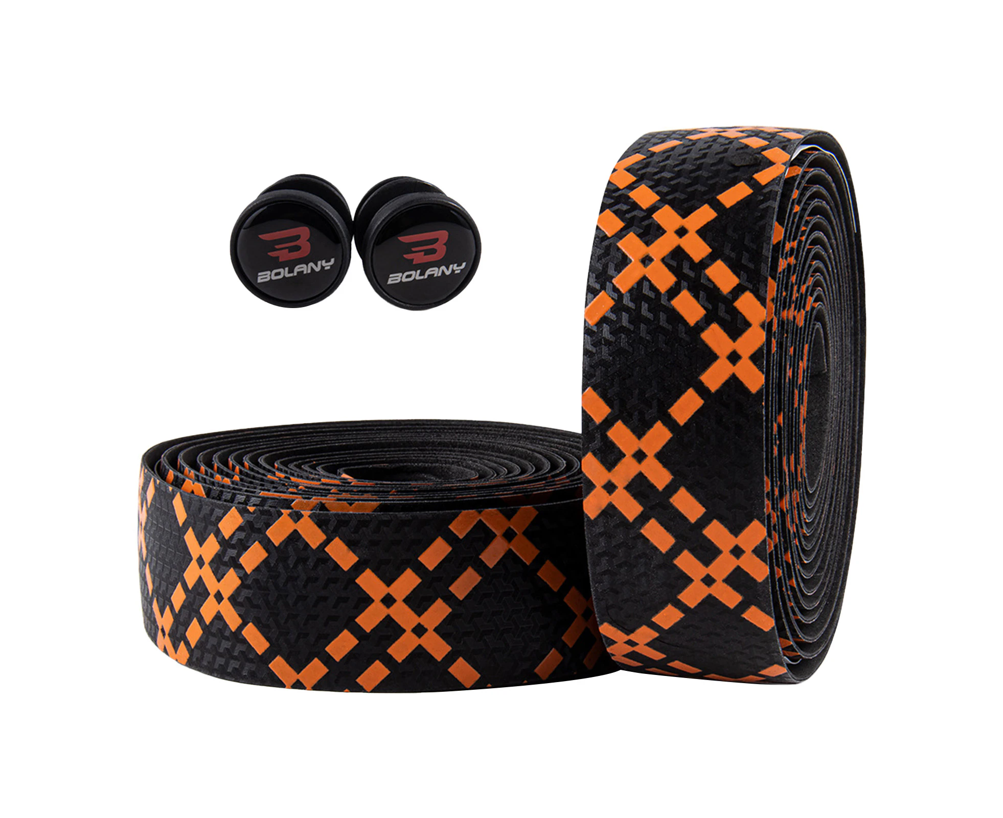 2Pcs Bike Plaid Handlebar Tape Cycling Handle Bar Strap for Road Bicycle Black Orange