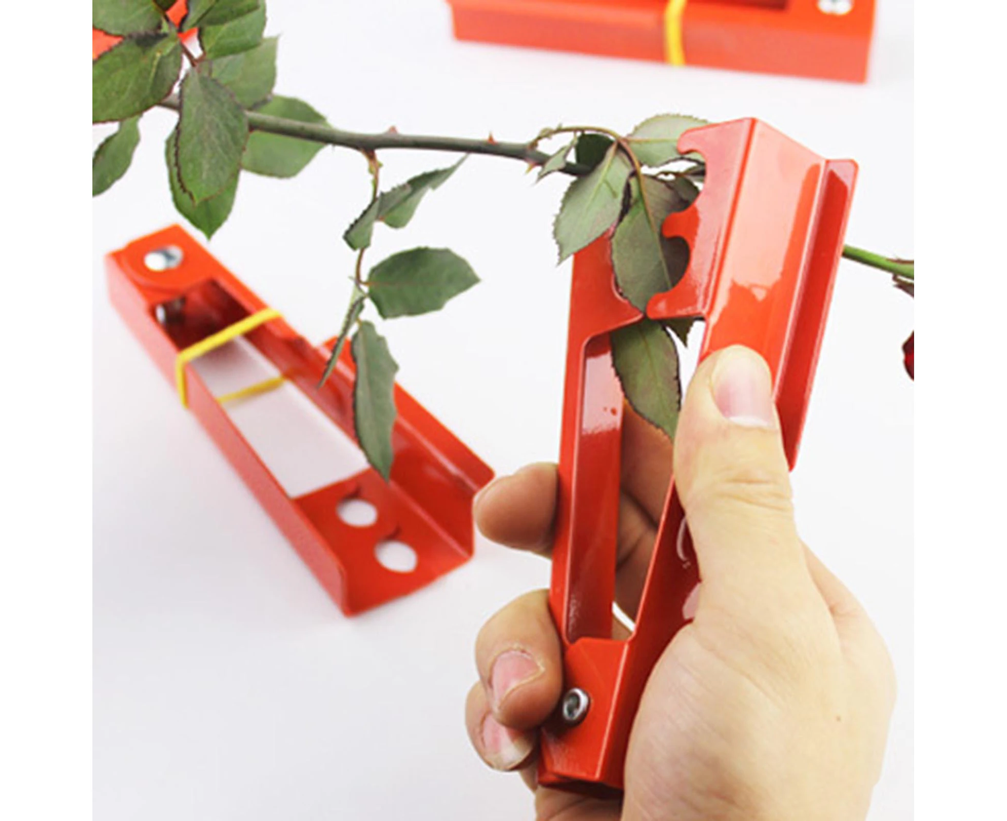 Rose Plier Ergonomic Handle Flower Arrangement Iron Leaves Thorn Tree Pruner Stripping Tool - Red