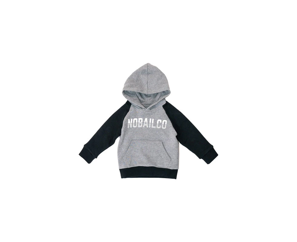 NOBAILCO KID'S SIGNATURE FLEECE PULLOVER HOODED SWEATSHIRTS / PULLOVER HOODIES QUICK DRY SOFT WASH - Grey Marle / Black