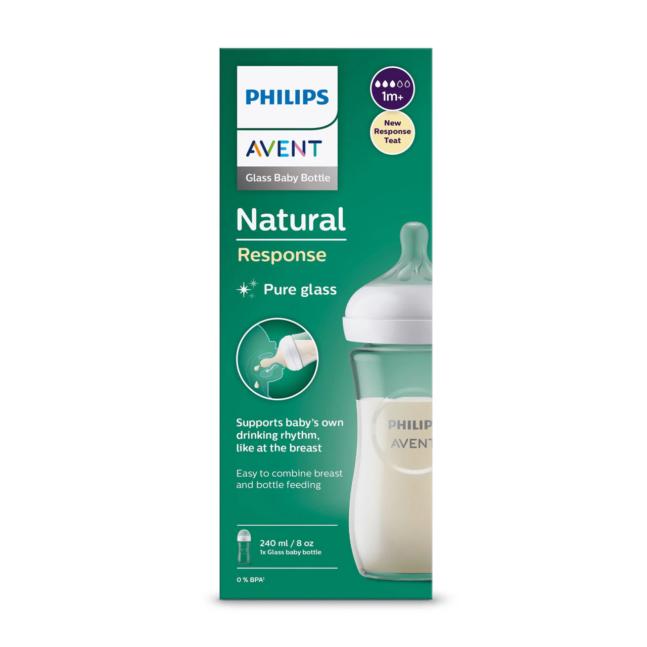 Avent Natural Response Glass Bottle 240ml