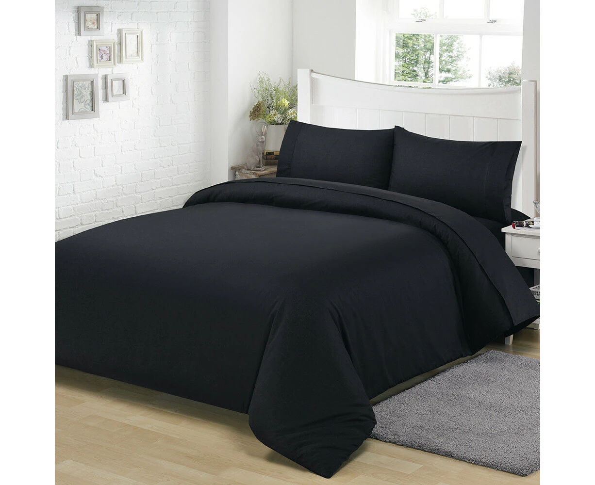 W Curtains&Blinds T/C Double Size Bedding Sets 1 Set - Black