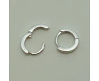 Silver Rhodium Plated Huggie Hoop 15mm Square Sleeper Earrings Non-allergenic