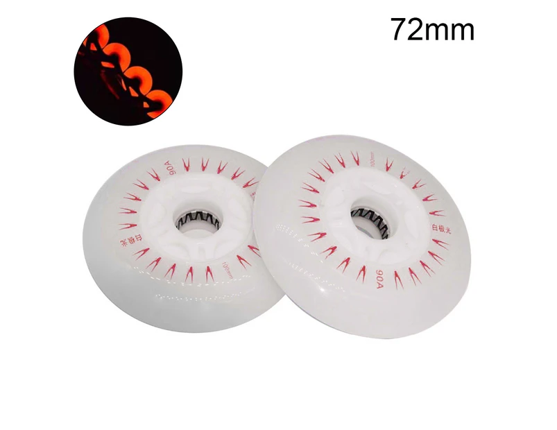 2Pcs 80/76/72mm In-line Speed Skate Skating LED Light Flashing Roller Wheels-Red