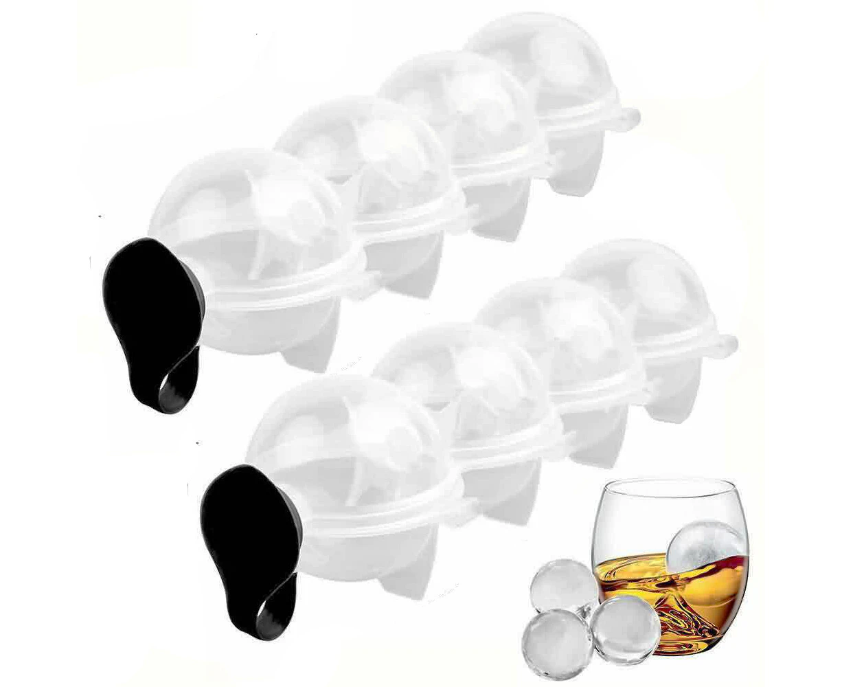 2PCS Large Ice Cube Tray Ball Maker Big Silicone Mold Sphere Whiskey Round Mould