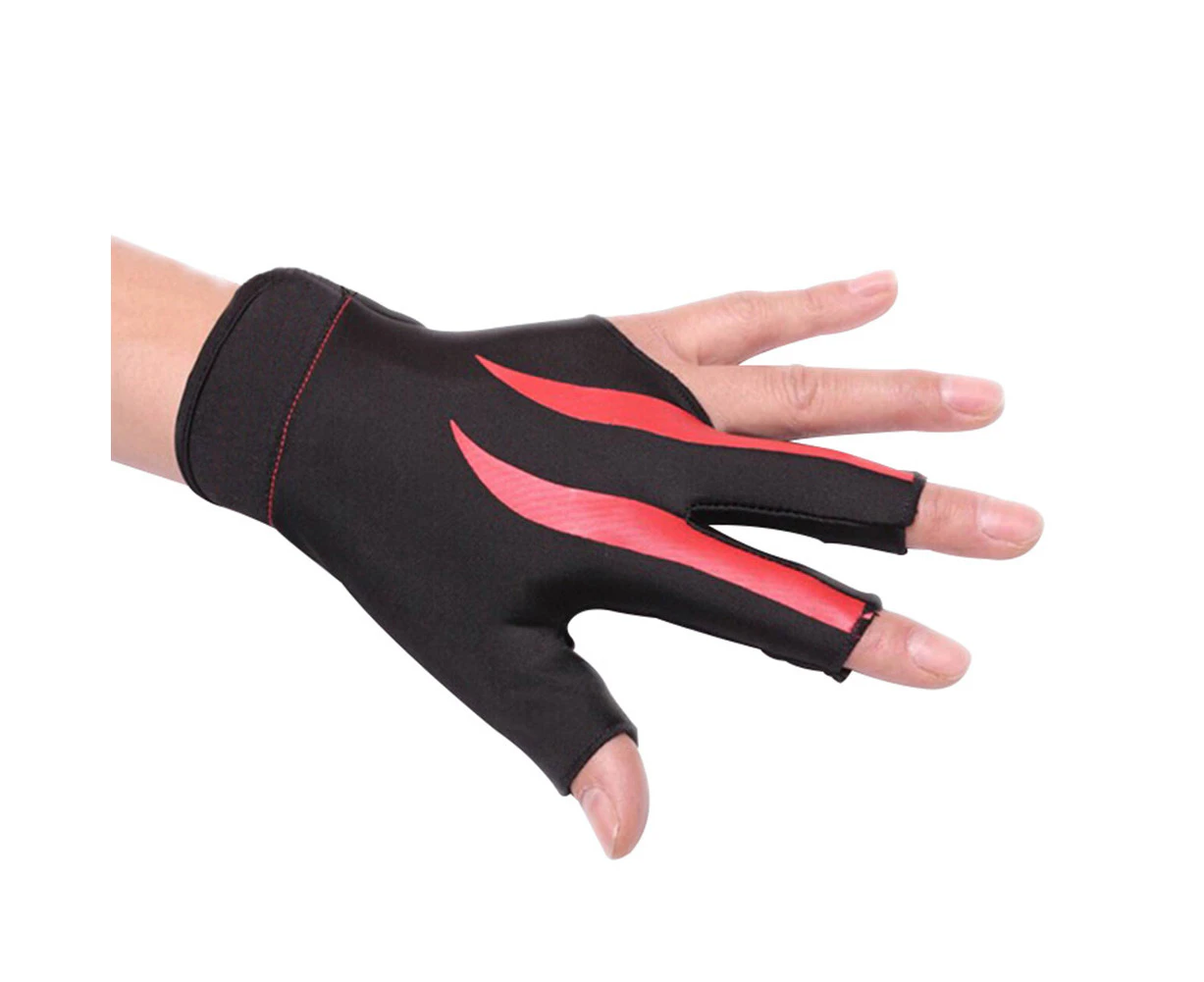 1Pc 3-Finger Elastic Anti-slip Billiard Game Snookers Pool Cue Shooters Glove Red