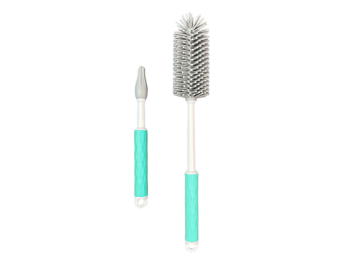 Silicone Baby Bottle, Pouch and Teat Cleaning Brush Set - Mint