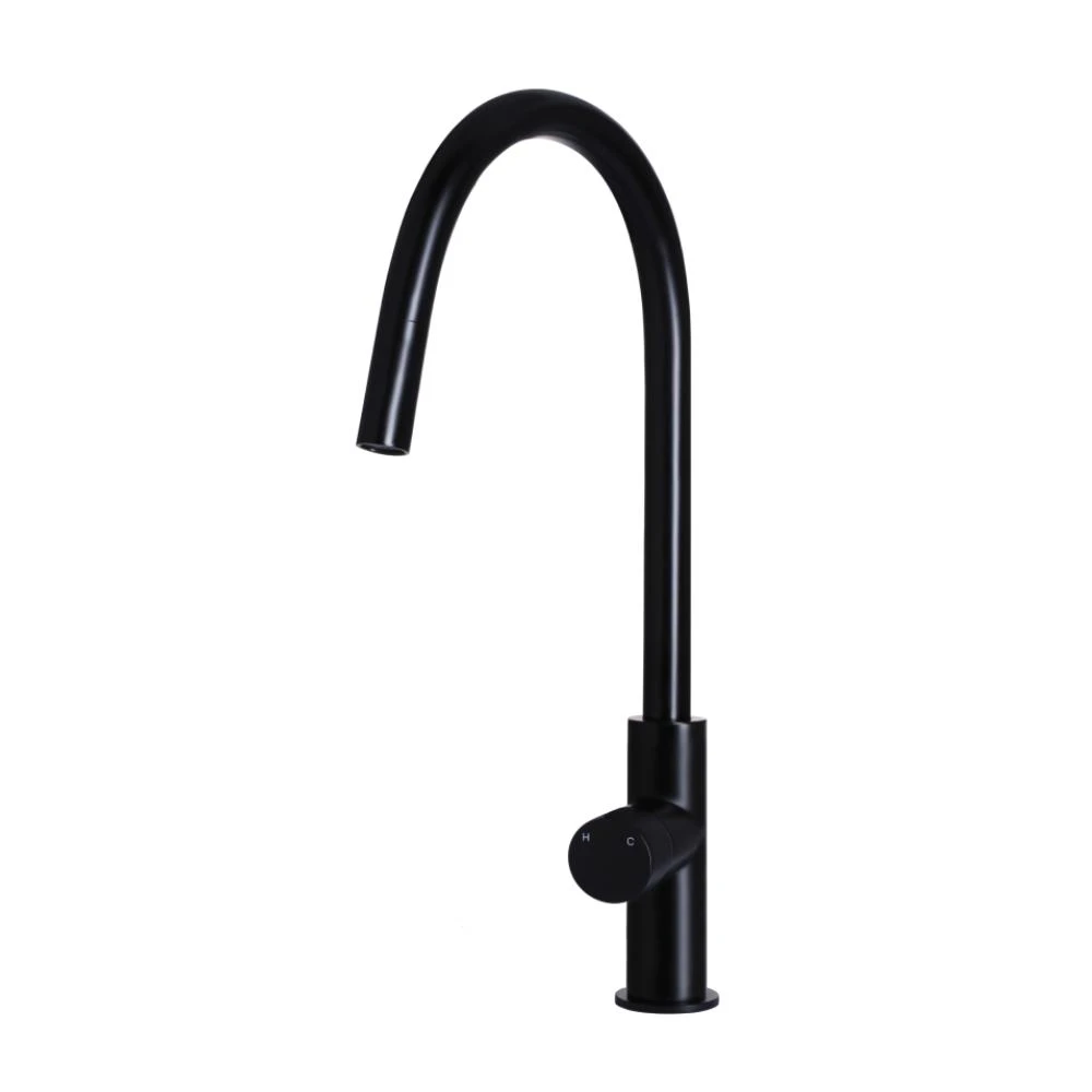 MEIR Piccola Round Pull Out Kitchen Mixer Tap - Dual Flow - Pinless Handle - Matte Black