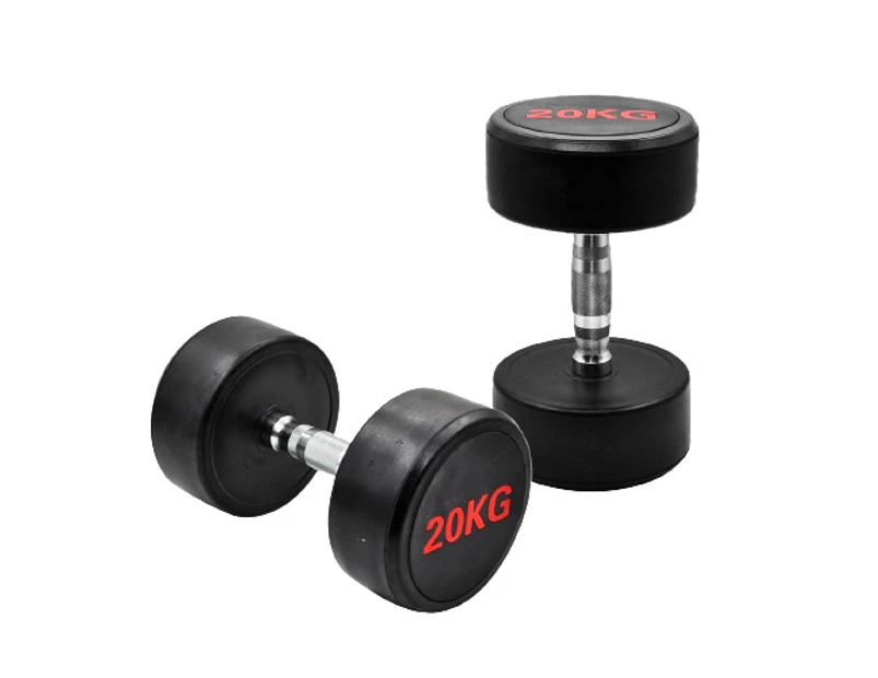 20kg x 2 Commercial Grade - Rubber Coated Dumbbell Hand Weight - Rubber Dumbbell