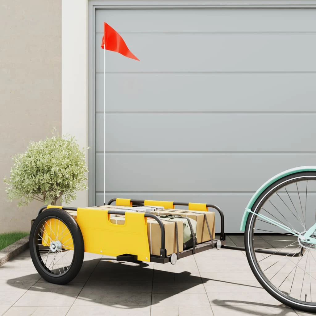 vidaXL Cargo Bike Trailer Yellow Oxford Fabric and Iron