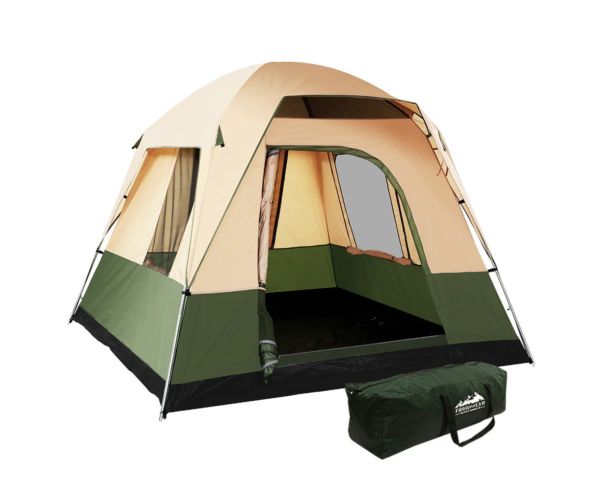 Family Camping Tent 4 Person Hiking Beach Tents Canvas Ripstop Green