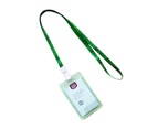 Hard Plastic Pocket ID Card Credit Badge Name Tag Holder Neck Strap Lanyard-Green