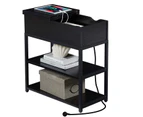 Casadiso Sofa Side Table with Integrated Charging Station - Multi-Tier Black Side Table with Built-in Power Board (Casadiso Saiph Pro)