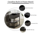 Casadiso Sofa Side Table with Integrated Charging Station - Multi-Tier Black Side Table with Built-in Power Board (Casadiso Saiph Pro)