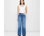 Target Wide Leg High Rise Full Length Denim Jeans - Blue