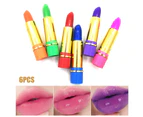 6Pcs/Box 8g Lipstick Set Non-Irritating Butterfly Pattern Color Changing Dark Green Magical Lipstick for Women -Random