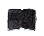 Tosca Bloom 29" Checked Travel Luggage Hard Shell Suitcase Trolley Black/Pink